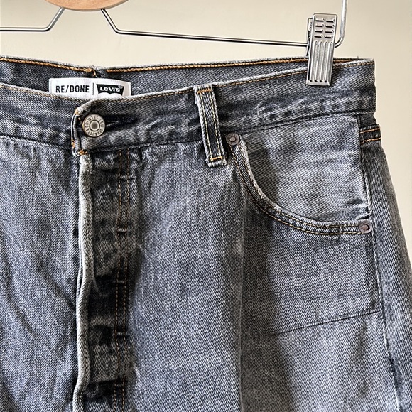 Re/Done | Skirts | New Redone Levis Distressed Raw Hem High Rise Button ...